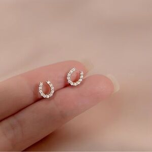 Tiny rhinestone horseshoes earrings